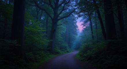 Fototapeta premium Mystical forest path at twilight