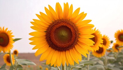 Obraz premium Close-up of a vibrant sunflower in a field