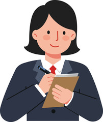 Professional businesswoman in a formal suit sitting on an office chair and working on a laptop