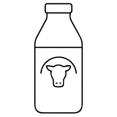 3d icon of outlined illustration of a milk bottle, commonly used for dairy products, representing freshness, nutrition, and healthy lifestyle