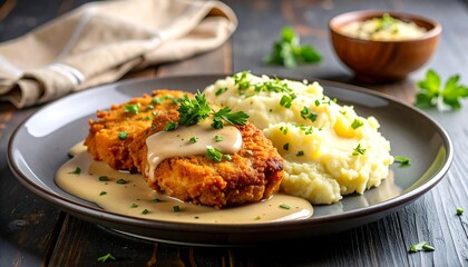 Creamy meat dish with mashed potatoes