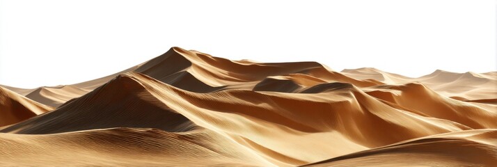 Expansive Golden Desert with Rolling Sand Dunes Under Bright Clear Sky