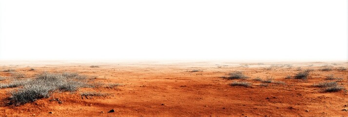 Expansive desert landscape with reddish-orange sand and sparse vegetation under clear sky