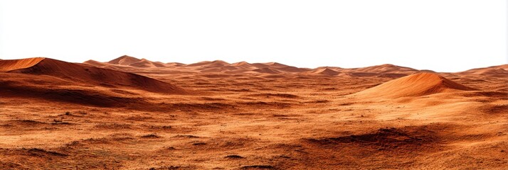 Expansive view of a barren desert landscape with rolling dunes and rugged terrain