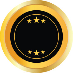Empty Gold Star Rating Circle Seal or Badge