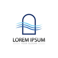 elegant wave water logo vector design symbol icon for branding and identity