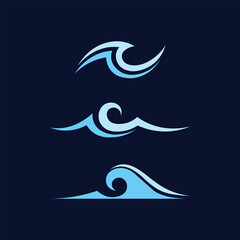 Creative water wave logo vector design symbol icon for branding business and company