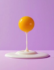 Yolk drips in cascade, on lavender