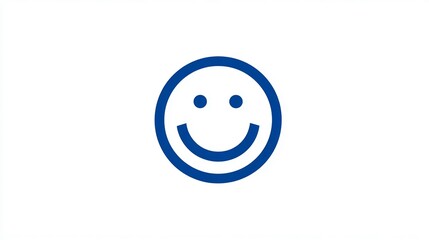 Fototapeta premium Vibrant blue smiley face icon conveying happiness, positivity, and success in a clean, minimalist design perfect for branding and joyful communication.