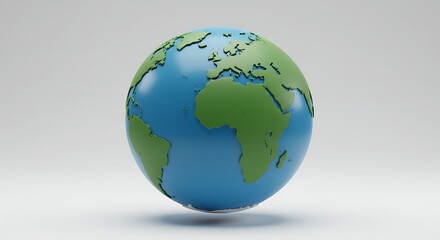 Simplified globe illustration earth in blue and green on neutral background