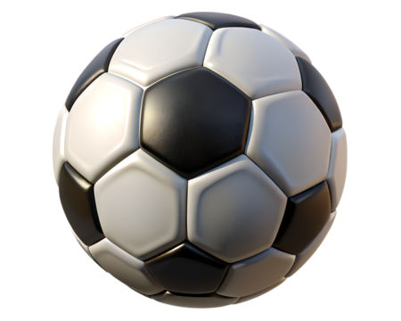 3d icon of a classic black and white soccer ball isolated on transparent background - Powered by Adobe