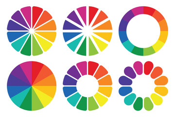 Colorful color wheel charts graphic design elements abstract circles shapes