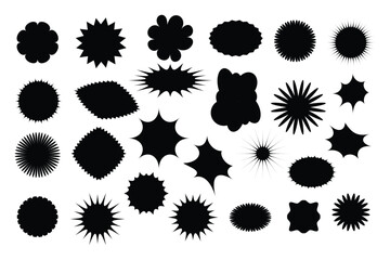 Diverse abstract shapes organic splatter grunge starburst elements collection