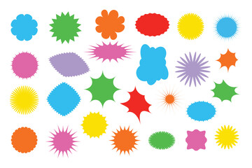 Collection of colorful abstract shapes and splatters for creative design projects