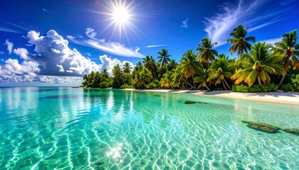 Obraz premium Tropical Paradise - Azure Waters and Lush Island Beauty.