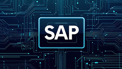 SAP Enterprise Resource Planning (ERP) Technology Depiction Highlighting Business Process Integration, Data Management, Cloud Solutions, Intelligent Automation, and Scalable Infrastructure