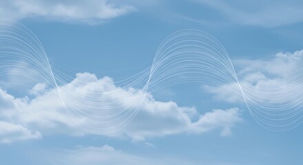 Sky with fluffy clouds and abstract lines for background and design