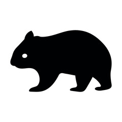 Silhouette of a wombat with a bright white eye