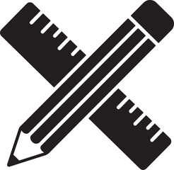 Crossed pencil and ruler silhouette
