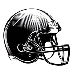 Fototapeta premium Detailed outline of a classic american football helmet viewed from the side isolated on transparent background