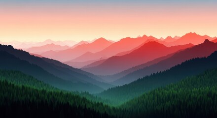 Majestic Mountain Landscape At Sunset With Vibrant Colors