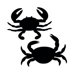 Two silhouetted crabs facing upward on a white background