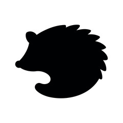Simple black silhouette of a cute hedgehog facing left