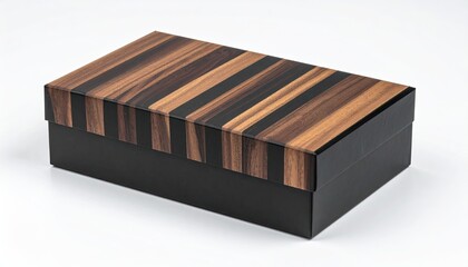 Obraz premium Striped wood-top box with dark base, clean and simple