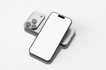 Blank Smartphone Screen Mockup Isolated on White Background for Mobile Application, Web Site, Game, Presentation UI UX Design Template