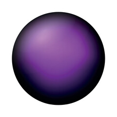 Glass purple ball or precious pearl. Glossy realistic ball, 3D abstract vector illustration highlighted on a white background. Big metal bubble with shadow.