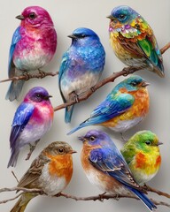 Birds in flight watercolor clipart , Watercolor birds in flight clipart, elegant watercolor birds in flight illustration, collection of watercolor birds in flight artwork isolated on white background