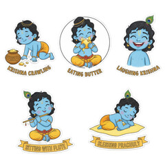Naklejka premium Baby Krishna Eating Butter Stickers