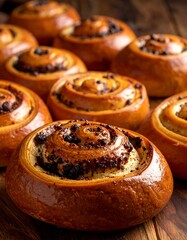 Baked rolls with chocolate filling