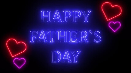 Animated Happy Fathers day neon sign with heart halftone background - Powered by Adobe