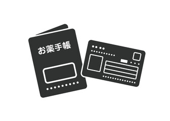お薬手帳　マイナンバーカードのシルエットイラスト