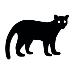 Silhouette of a black cat with glowing white eyes standing alert