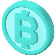 Light Blue Coin with Vertical Line Accent on Transparent Background