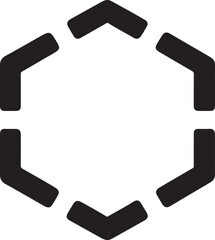 Abstract dashed line hexagon vector, minimal geometric outlined shape for modern digital graphic design.