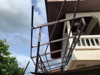 Steel frame in construction