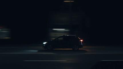 Night Drive with Highway, Car, and Motion Blur.