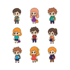 Cute cartoon character with school themed