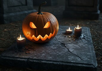 Halloween pumpkin gravestone decoration