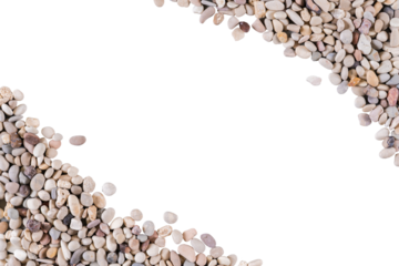 Natural River Pebbles Diagonal Corner Border with Central Copy Space Cutout Transparent