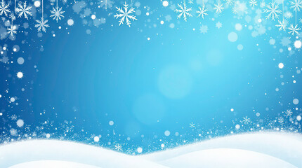 blue winter background with hand drawn snowflakes silhouette