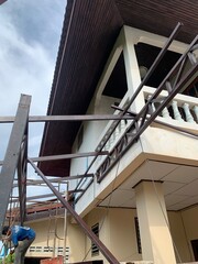 Steel frame in construction