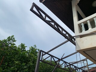 Steel frame in construction