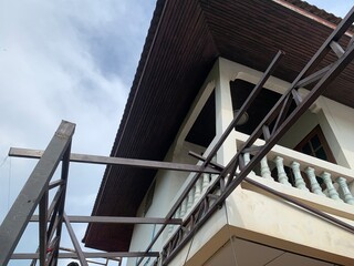 Steel frame in construction