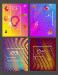 Set of modern design templates in minimalist liquid style. Creative covers for flyer, poster, advertising, promo. Vector illustration