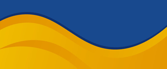 Abstract yellow and blue geometric curve overlap layer background with halftone dots decoration. Modern horizontal banner template design. Suit for cover, header, poster, banner, website, business