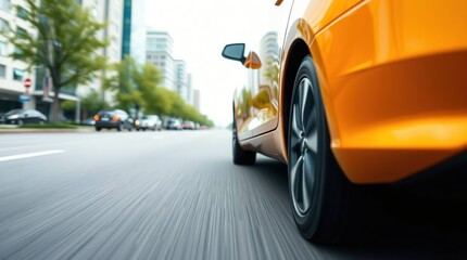 Orange Car City Street Drive.